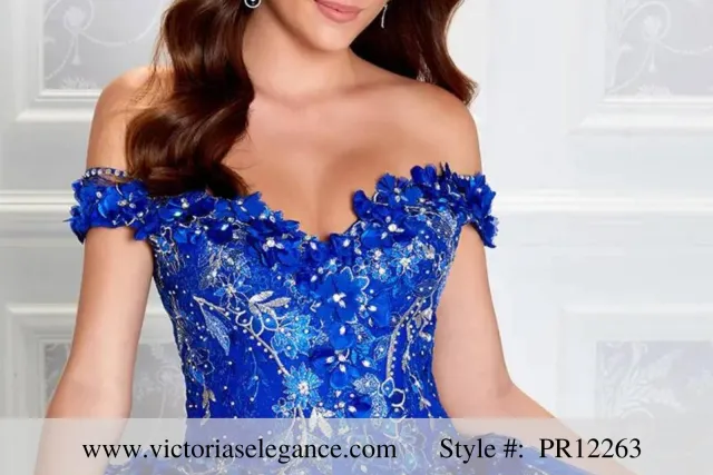 Victorias Elegance bright blue quinceanera dress