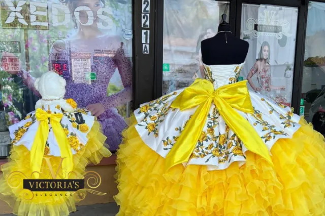 yellow quinceanera dress matching teddy bear