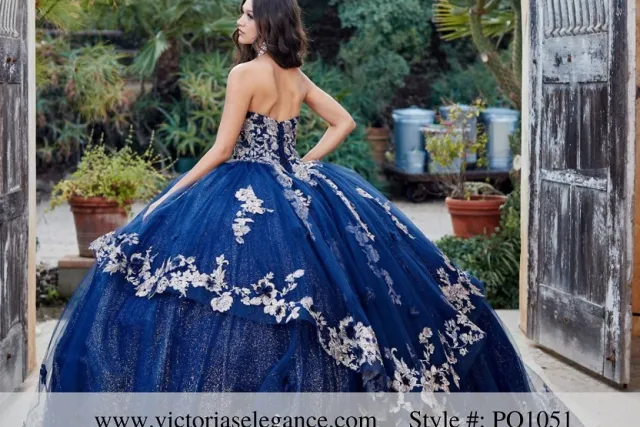 dark blue quinceanera dress