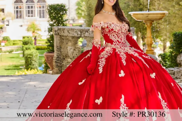 red quinceanera dress