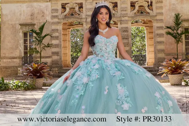 aqua quinceanera dress