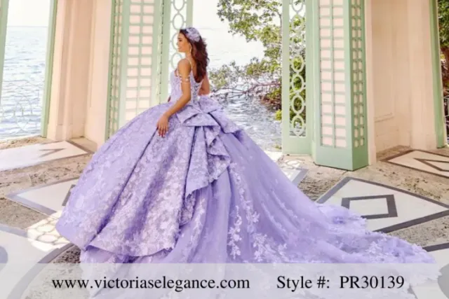 victorias elegance purple quinceanera dress with detachable train