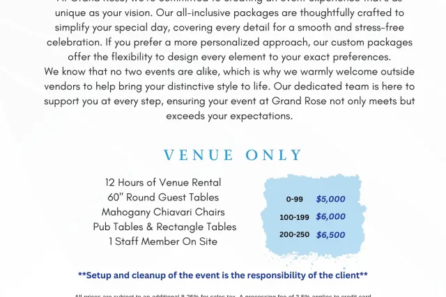 Grand rose ballroom packages