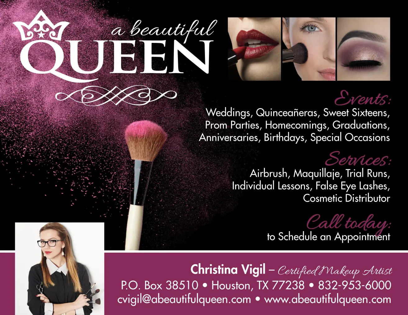 a beautiful queen quinceanera makeup artist