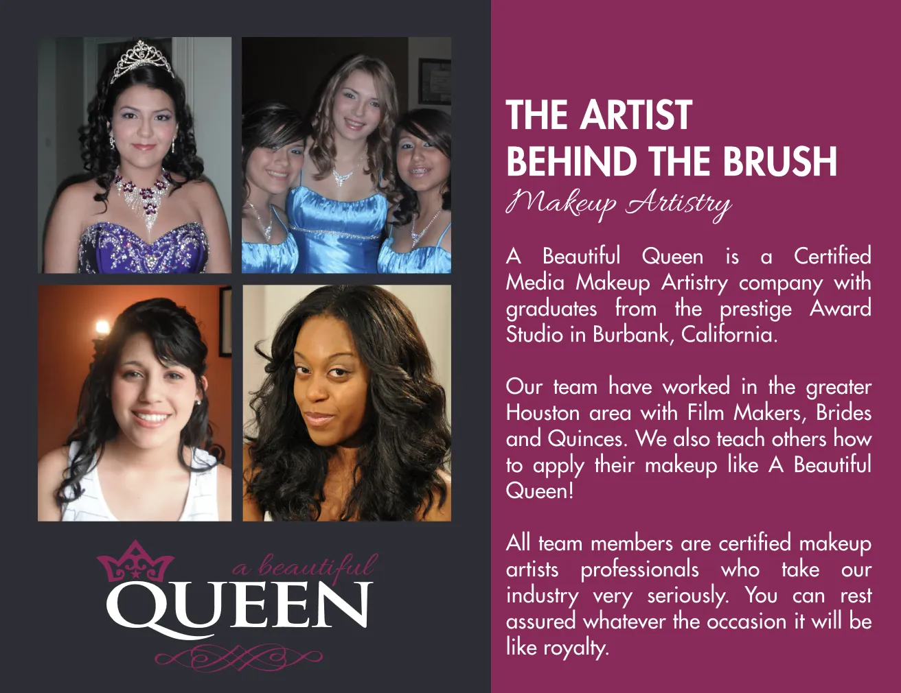 a beautiful queeen quinceanera makeup artist