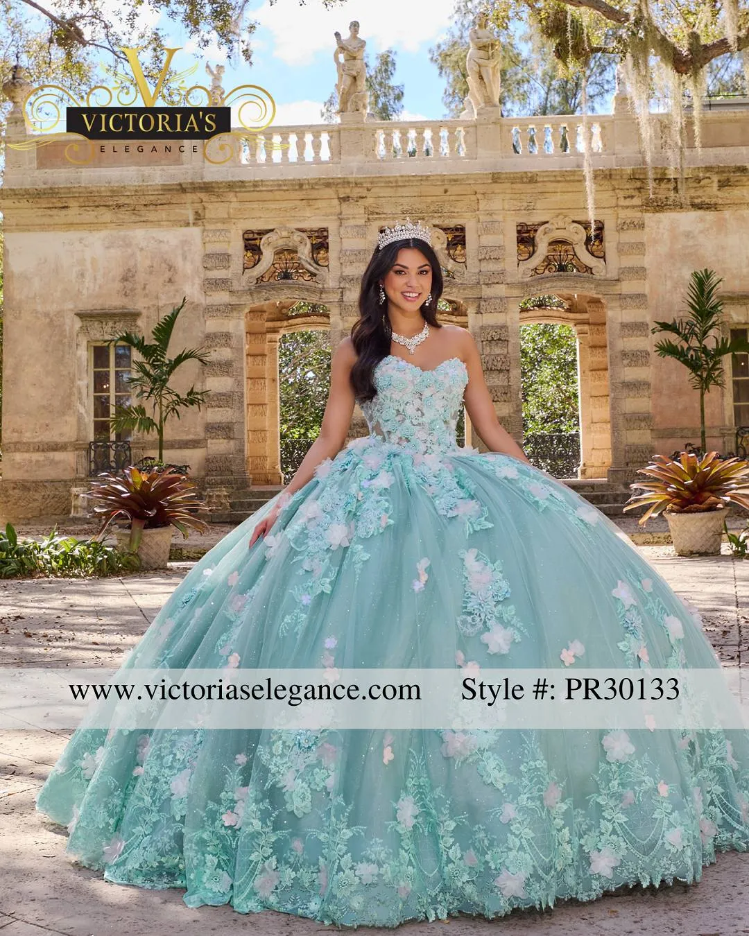 aqua quinceanera dress